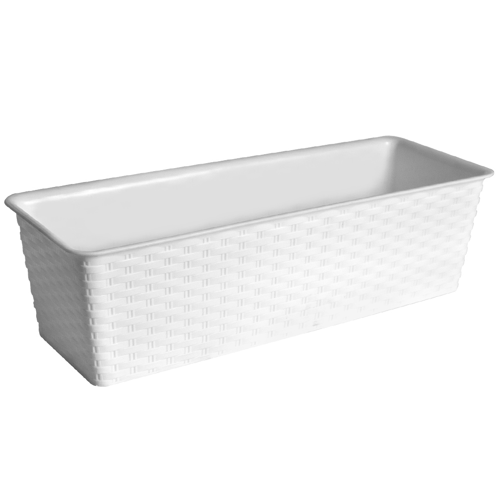 Skrzynka na kwiaty biała Polyrattan Optics 50x18,5x14cm