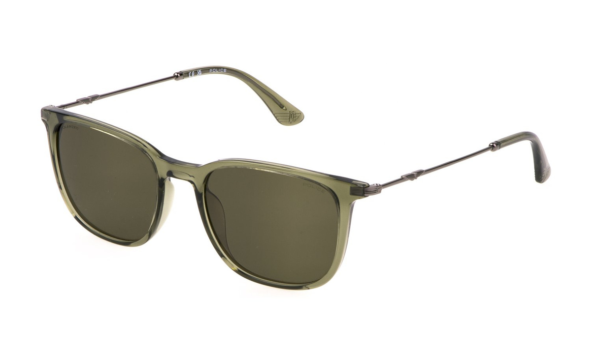 Okulary POLICE SPLL77-53G61P. Okulary przeciwsłoneczne, Kolor zielony. Mężczyzna.