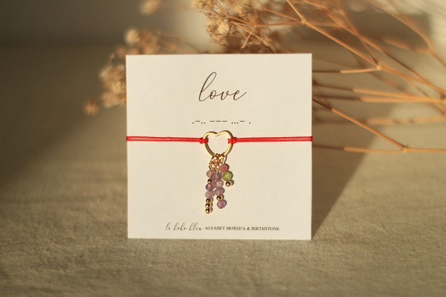 LOVE - Alfabet Morse'a - Kamienie urodzeniowe Birthstones