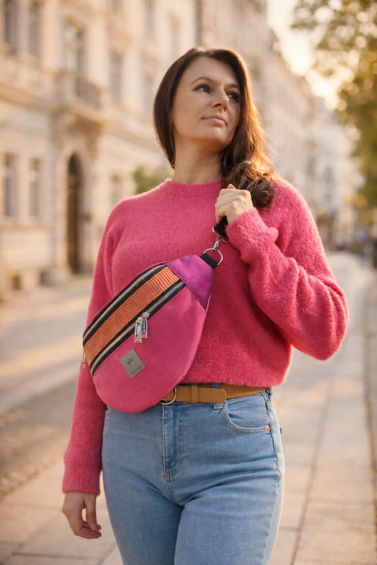 Nerka XL z weluru i sztruksu w odcieniach różu Ibiza