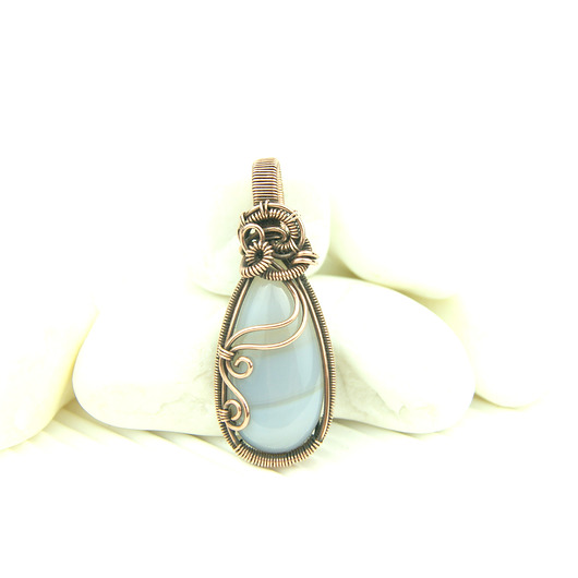 Wisiorek z szarym agatem wire wrapping