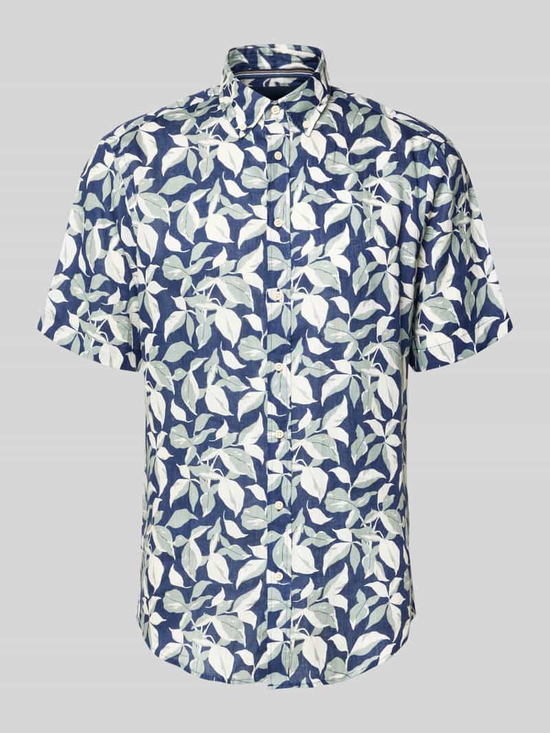 Koszula casual z lnu z kołnierzykiem button-down w kroju regular fit