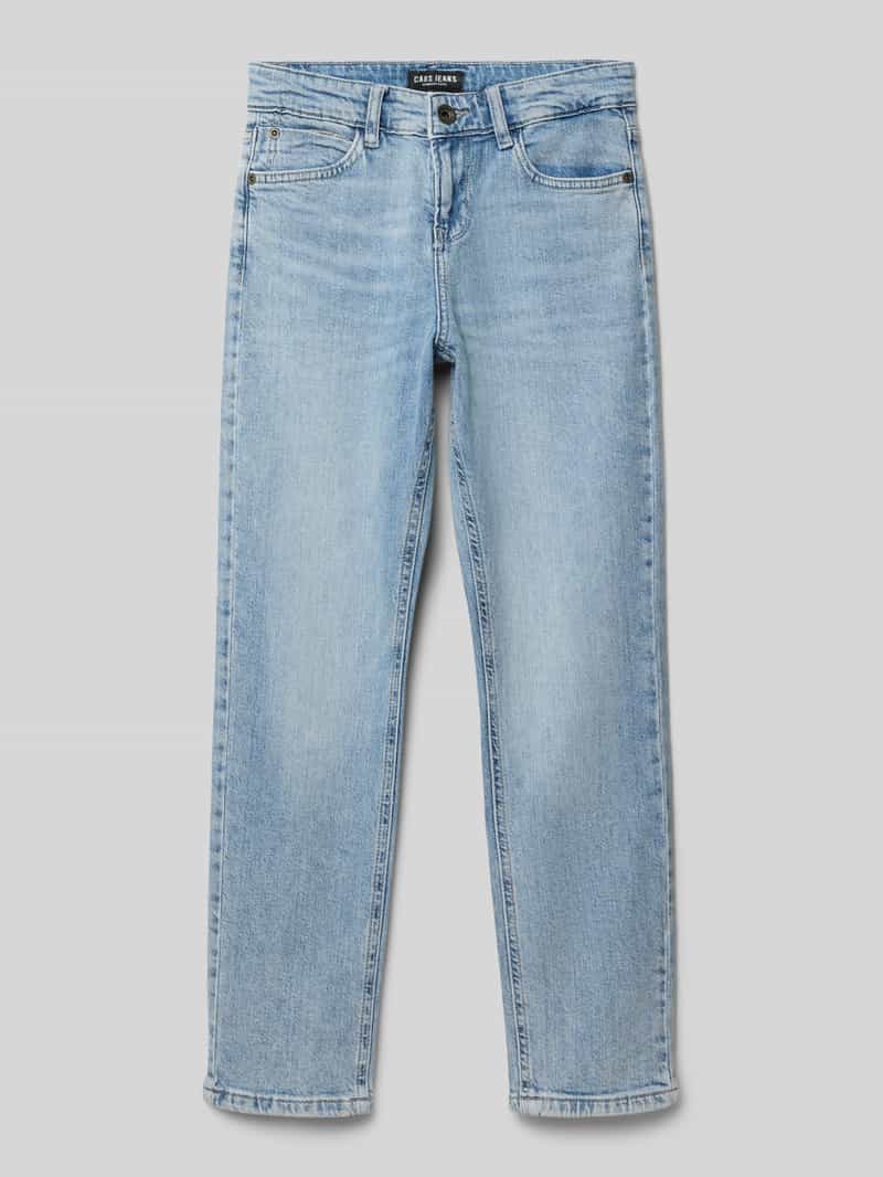 Jeansy o kroju straight fit z naszywką z logo model 'Porter'