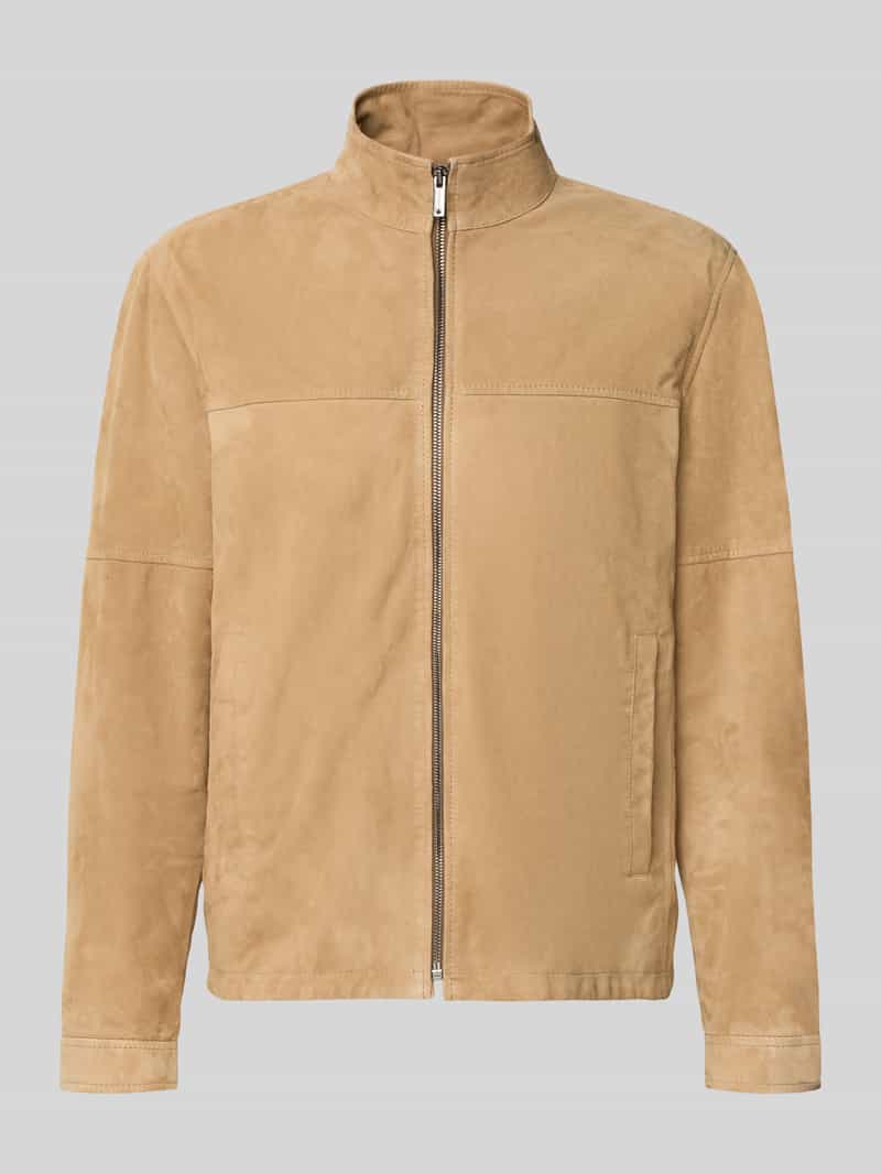 kurtka skórzana o kroju regular fit z naturalnej skóry z koziej skóry welurowej model 'JIMMY-S'