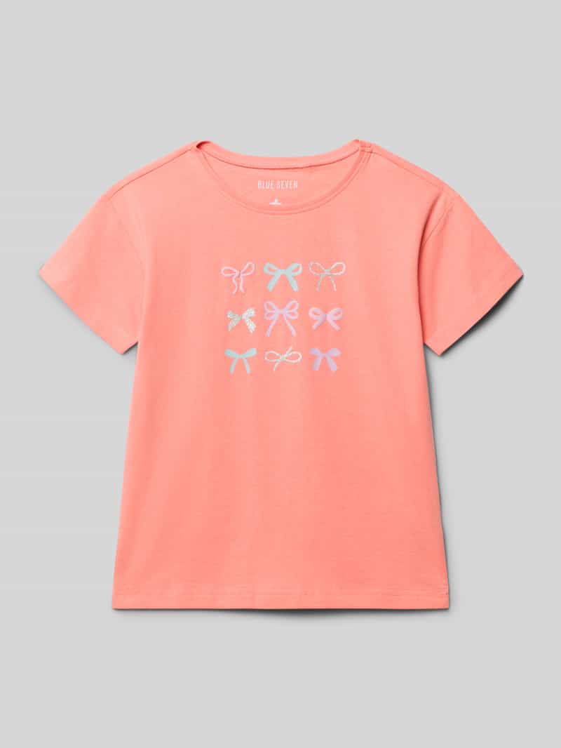 t-shirt z okrągłym dekoltem i nadrukiem z motywem
