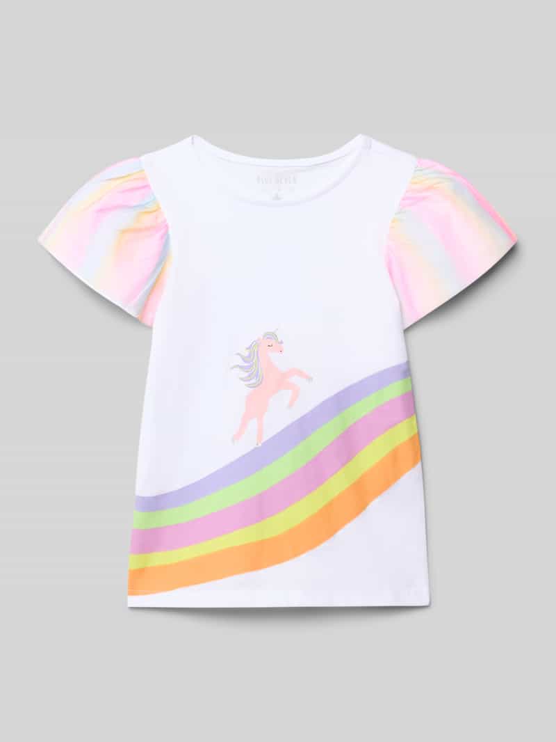 t-shirt z okrągłym dekoltem i nadrukiem z motywem