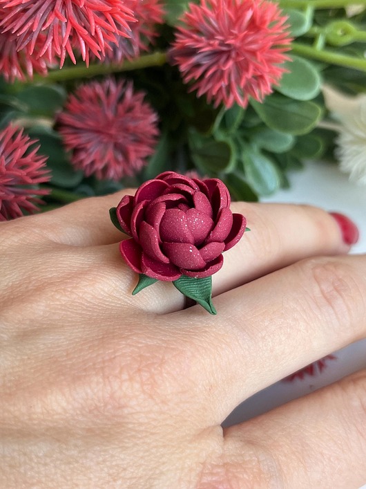 Elegant Peony Flower Ring