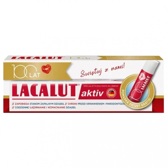 Lacalut Aktiv Pasta do zębów 75 ml + Pomadka do ust 4,8 g