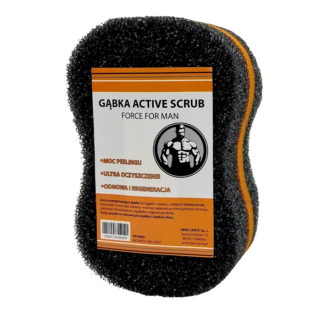 Deni Carte Active Scrub dwustronna gąbka do kąpieli i masażu dla mężczyzn czarna