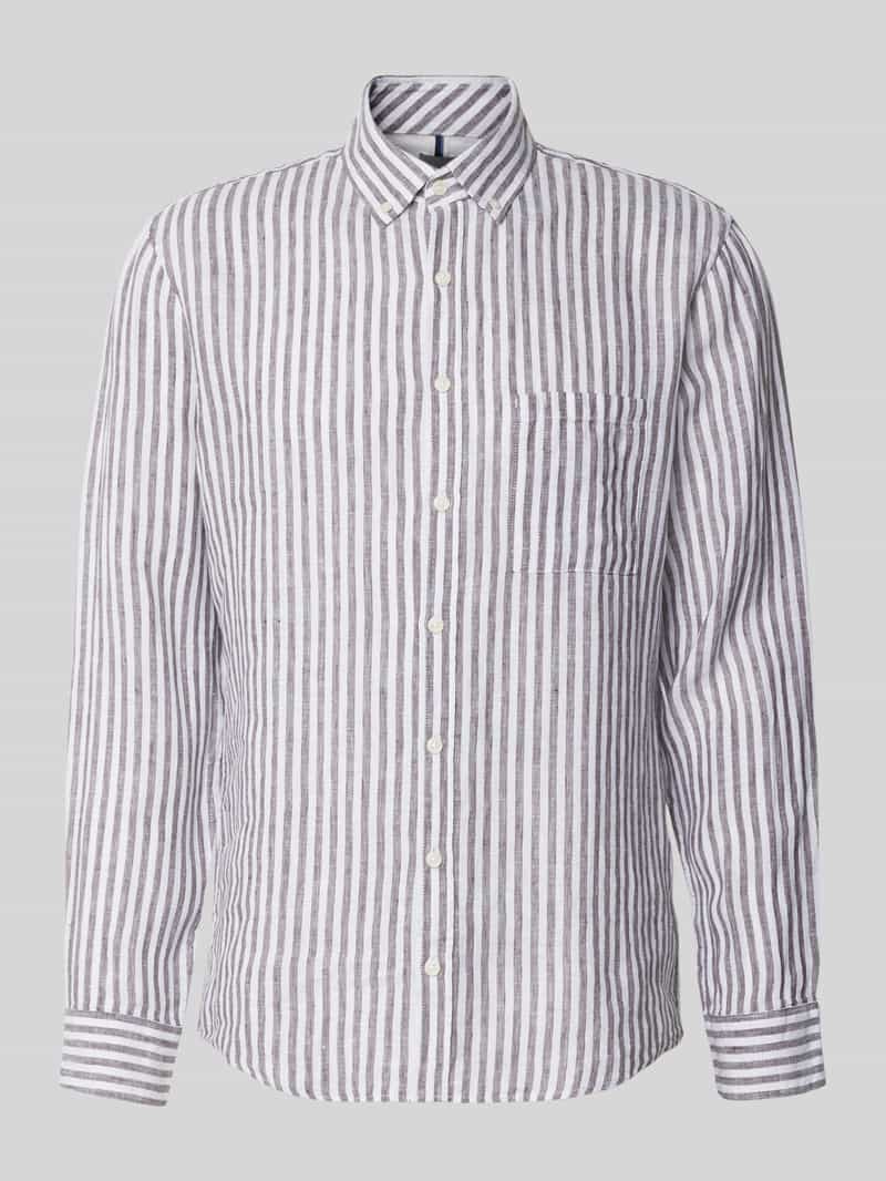 Koszula casualowa o kroju nowoczesnym z czystego lnu model 'Daniel'