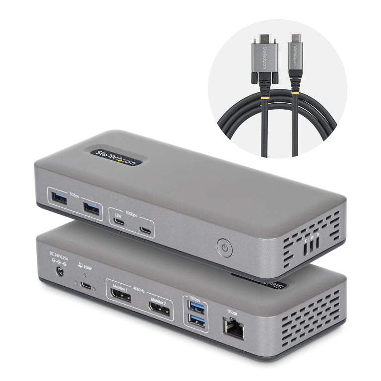 StarTech 201UE-USBC-DOCK stacja dokująca Przewodowa USB 3.2 Gen 2 (3.1 Gen 2) Type-C Szary