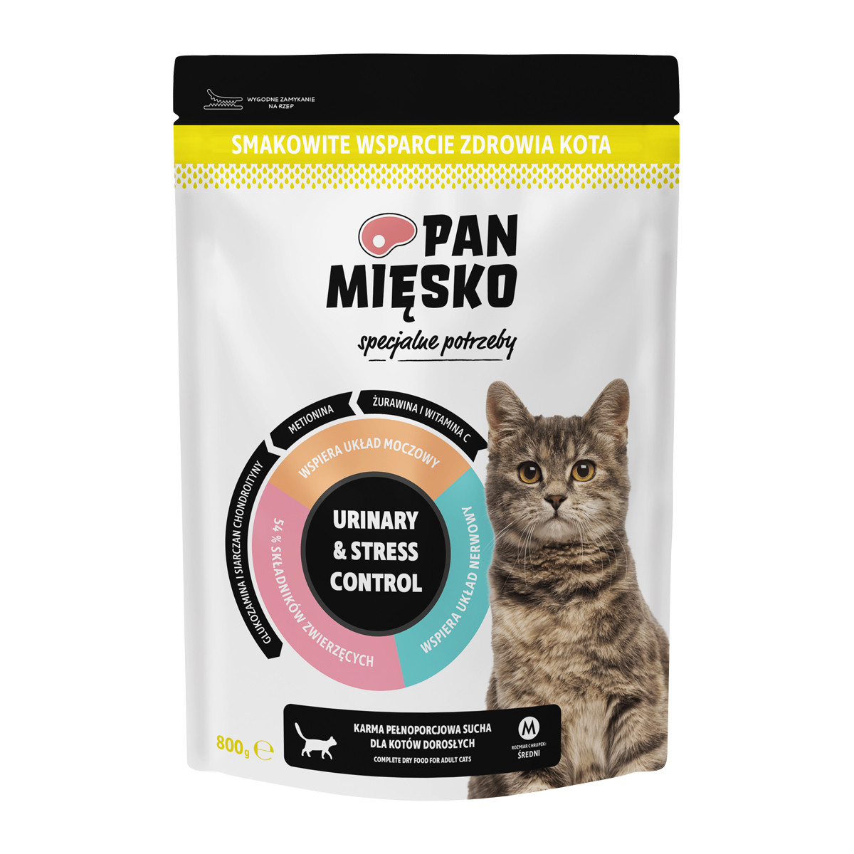 PAN MIĘSKO Specjalne potrzeby Urinary & Stress Control Indyk z wołowiną M - sucha karma dla kota - 800g
