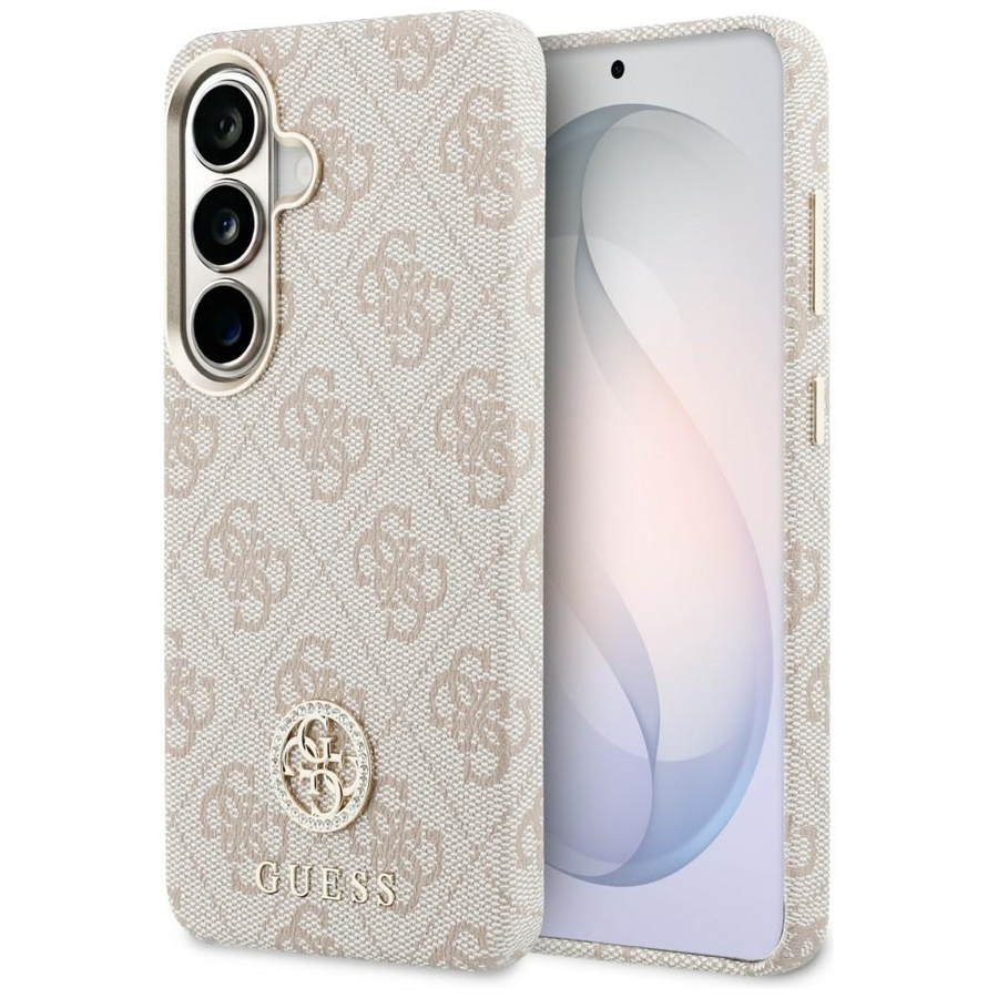 Etui Guess 4G Rhinestone Round Logo MagSafe do Samsung Galaxy S26 różowy