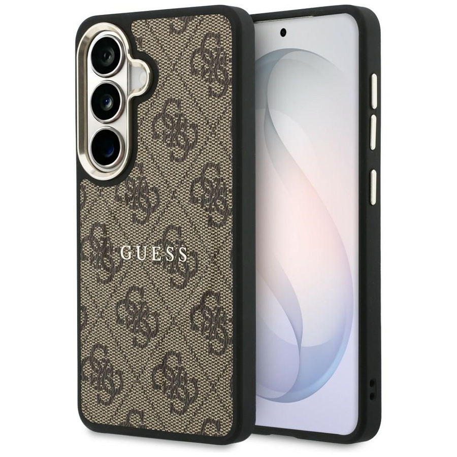 Etui Guess 4G Embossed Ring MagSafe do Samsung Galaxy S26 brązowy