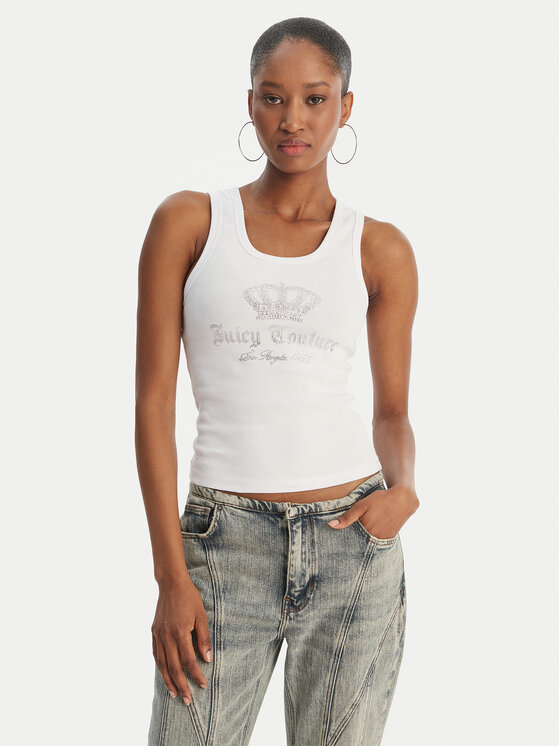 Juicy Couture Top Gothic Crown JCBLV126807 Biały Slim Fit