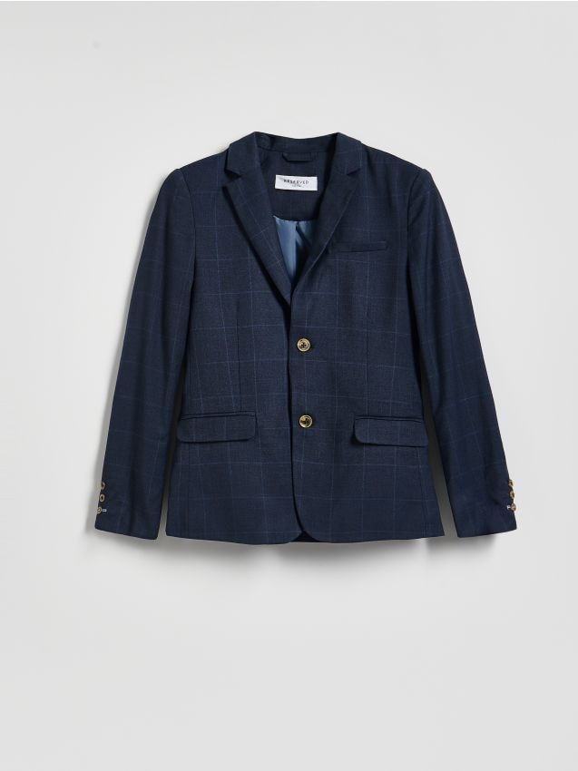 Reserved - Elegancka marynarka z wiskozą - granatowy