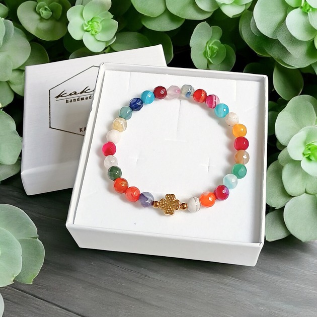 PROMOCJA : czterolistna koniczynka i agat multicolor