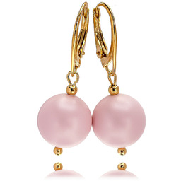 Wyjątkowe Perły Kryształowe Kolczyki Pastel Rose Pearl Złote Srebro Certyfikat