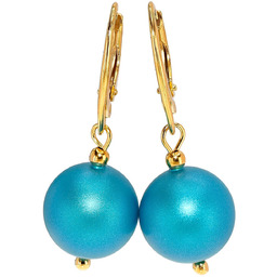 Oryginalne Kryształowe Perły Dark Turquoise Piękne Kolczyki Złote Srebro Certyfikat