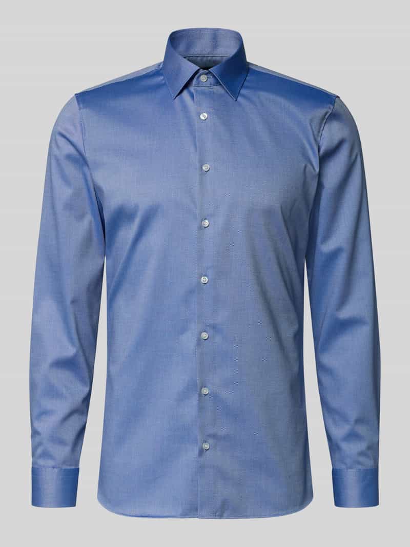 Koszula biznesowa o kroju super slim fit z kołnierzykiem kent i ze wzorem strukturalnym