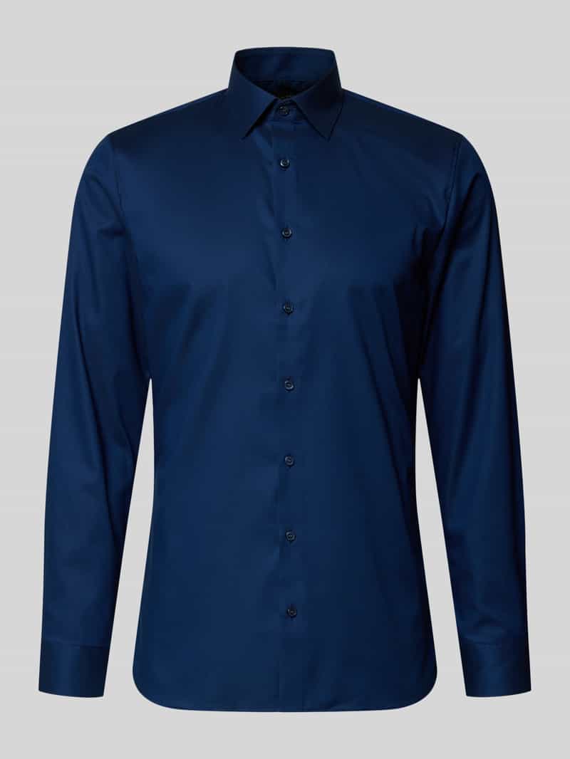 Koszula biznesowa o kroju super slim fit z kołnierzykiem kent i ze wzorem strukturalnym