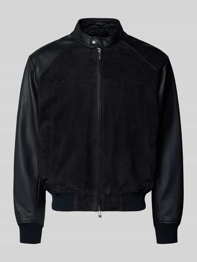 Kurtka skórzana z dwukierunkowym zamkiem błyskawicznym i kieszeniami wpuszczanymi