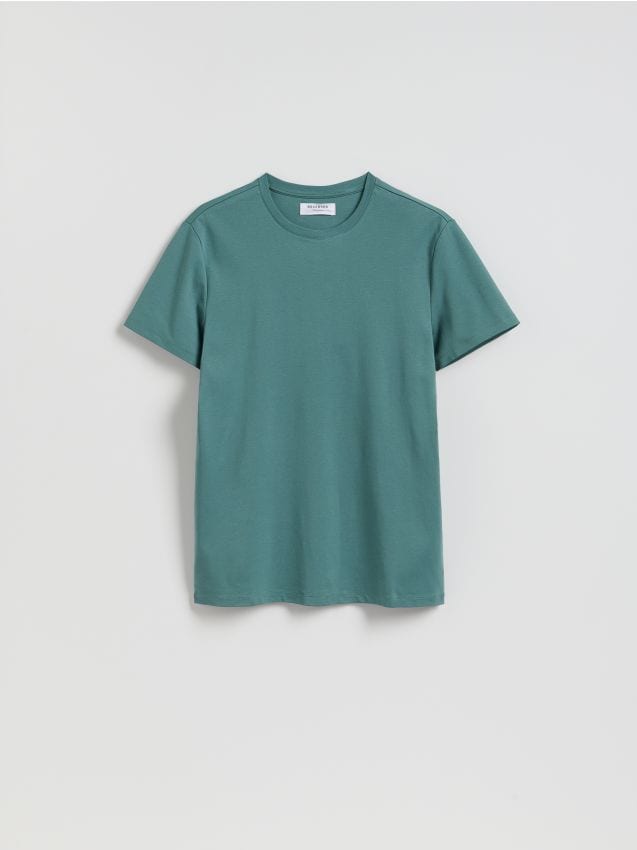 Reserved - T-shirt slim z bawełny pima - jasny zielony