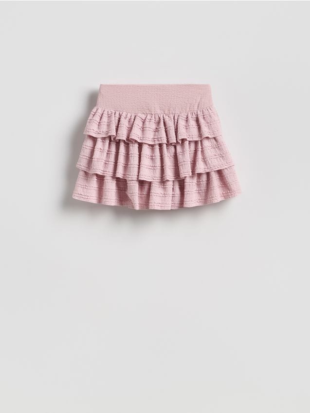 Reserved - Spódnica mini z falbanami - pastelowy róż