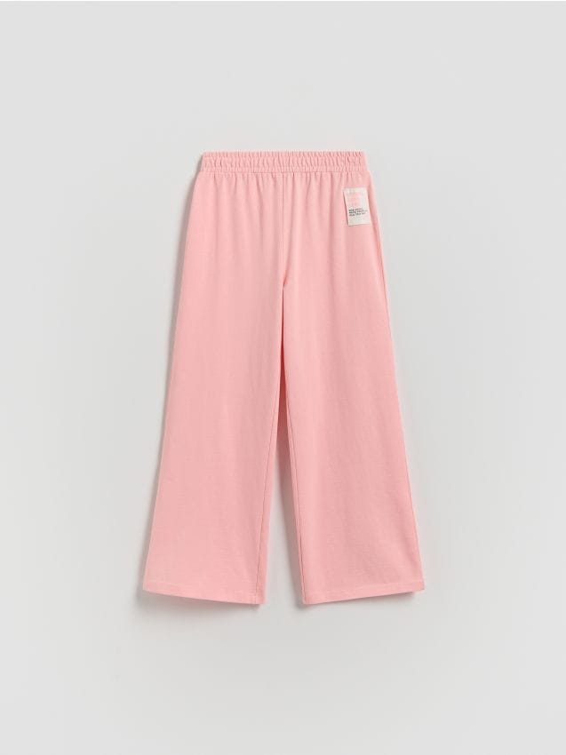 Reserved - Dresowe spodnie wide leg - brzoskwiniowy