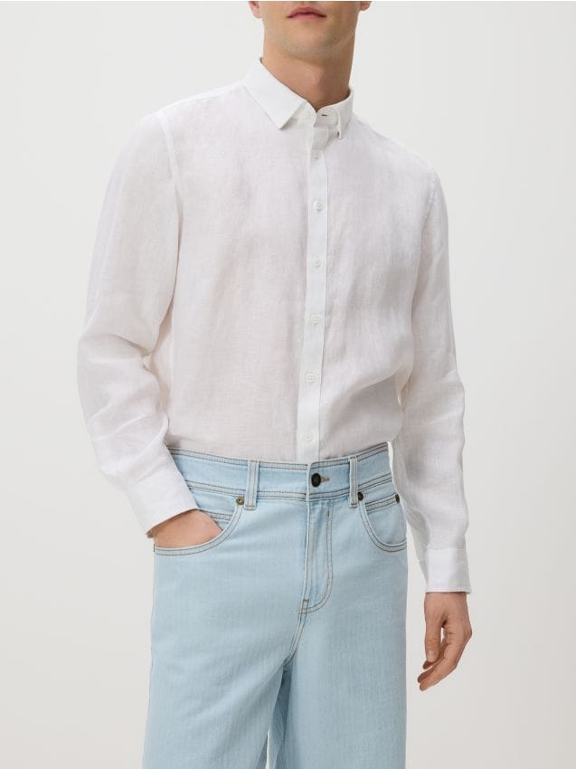 Reserved - Lniana koszula regular fit - biały