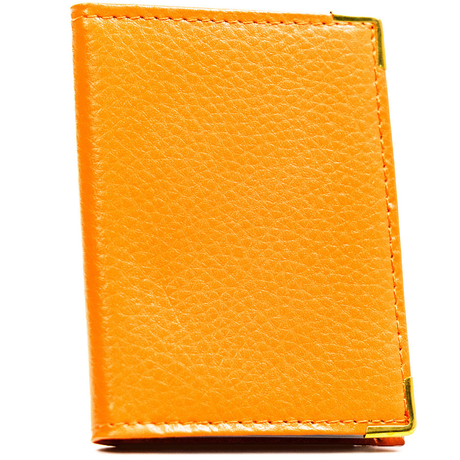 Pomarańczowe etui na karty wykonane ze skóry naturalnej