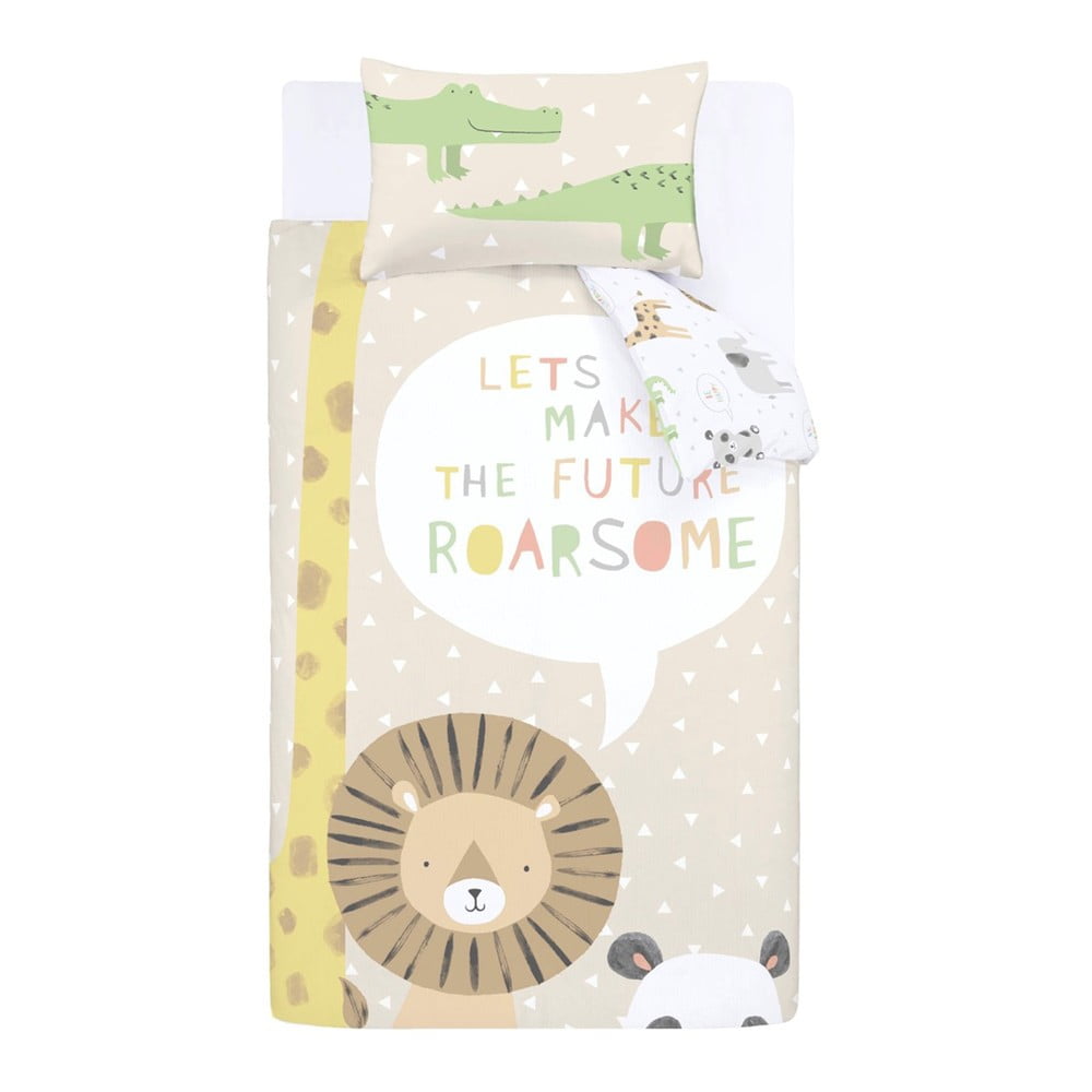 Jasnobrązowa pościel dziecięca do łóżeczka 120x150 cm Roarsome Animals – Catherine Lansfield
