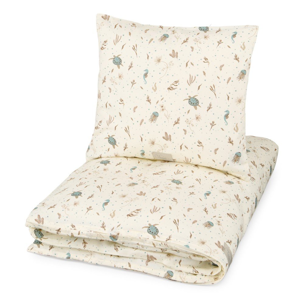 Jasnożółta pościel dziecięca do łóżeczka z bawełny organicznej 70x100 cm Sea Garden – Cam Cam Copenhagen