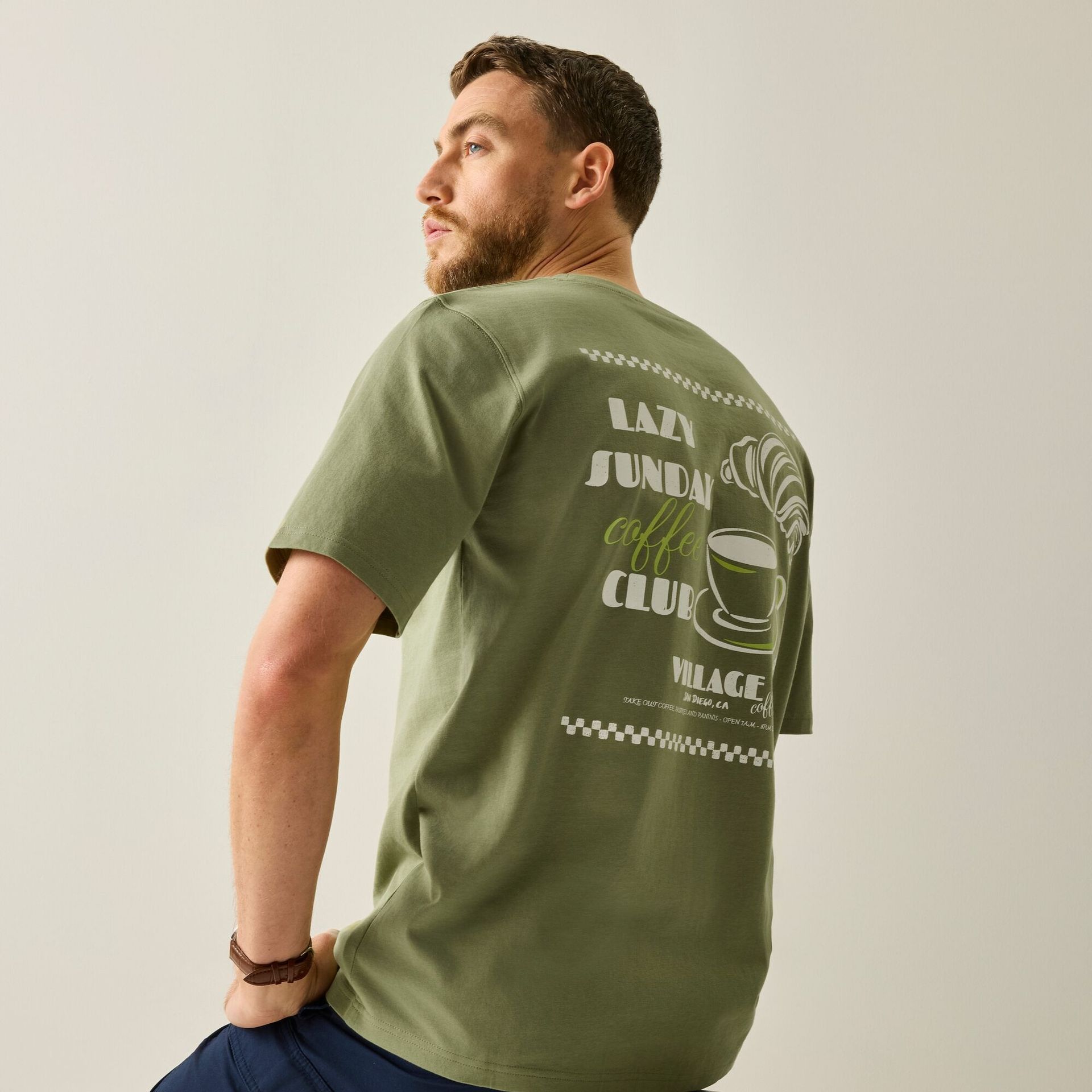 Regatta Life Koszulka męska Safi Oil Green, Cotton, Rozmiar: 4XL