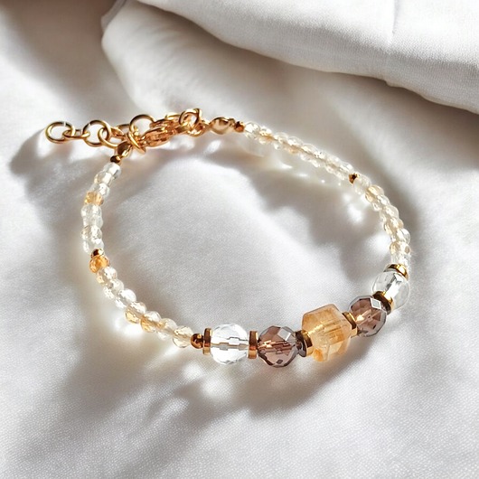 DOBROBYT - amulet - cytryn,kwarc dymny,k.górski - z zapięciem.