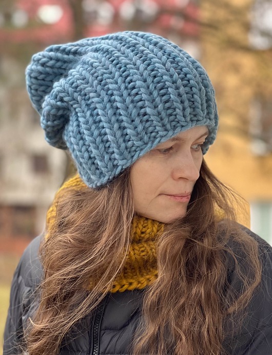 Zimowa czapka z wełny peruwiańskiej i alpaki Lumi niebieska