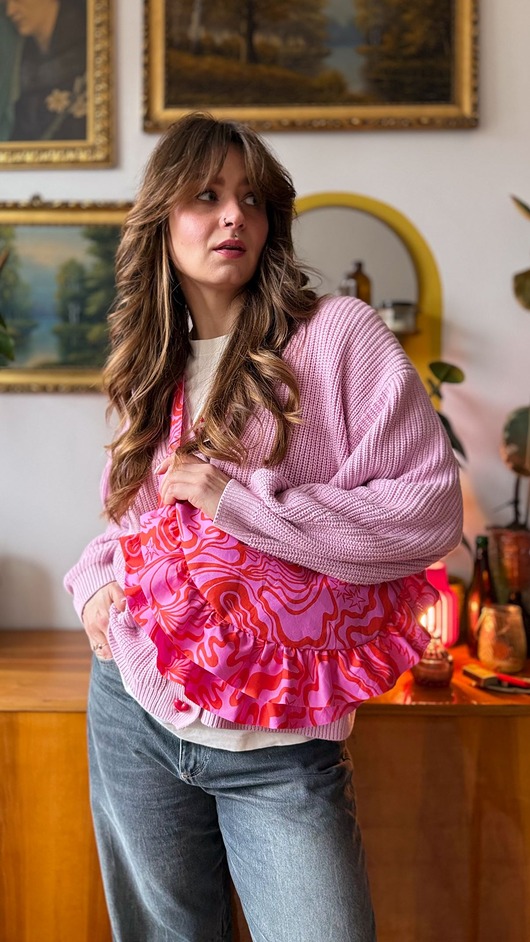 Torebka Rogalik zig-zag czerwona