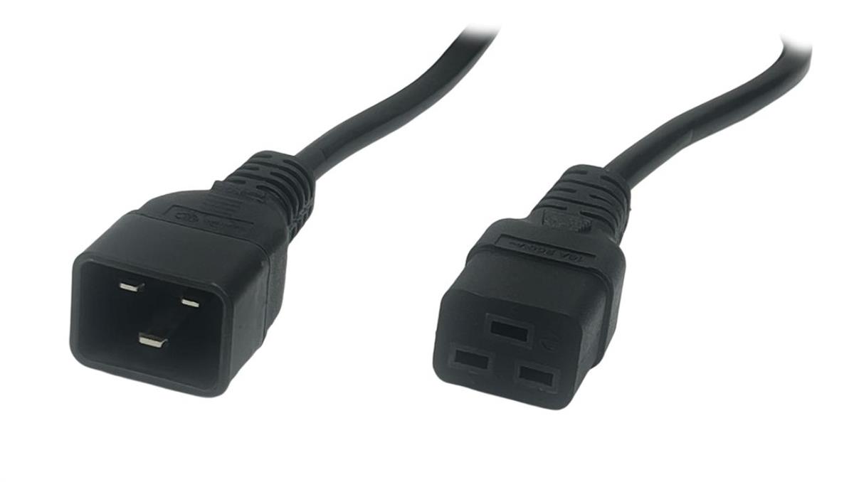 Przewód zasilający IEC C19 16A - POSAC-C19-C20-10 czarny 1m