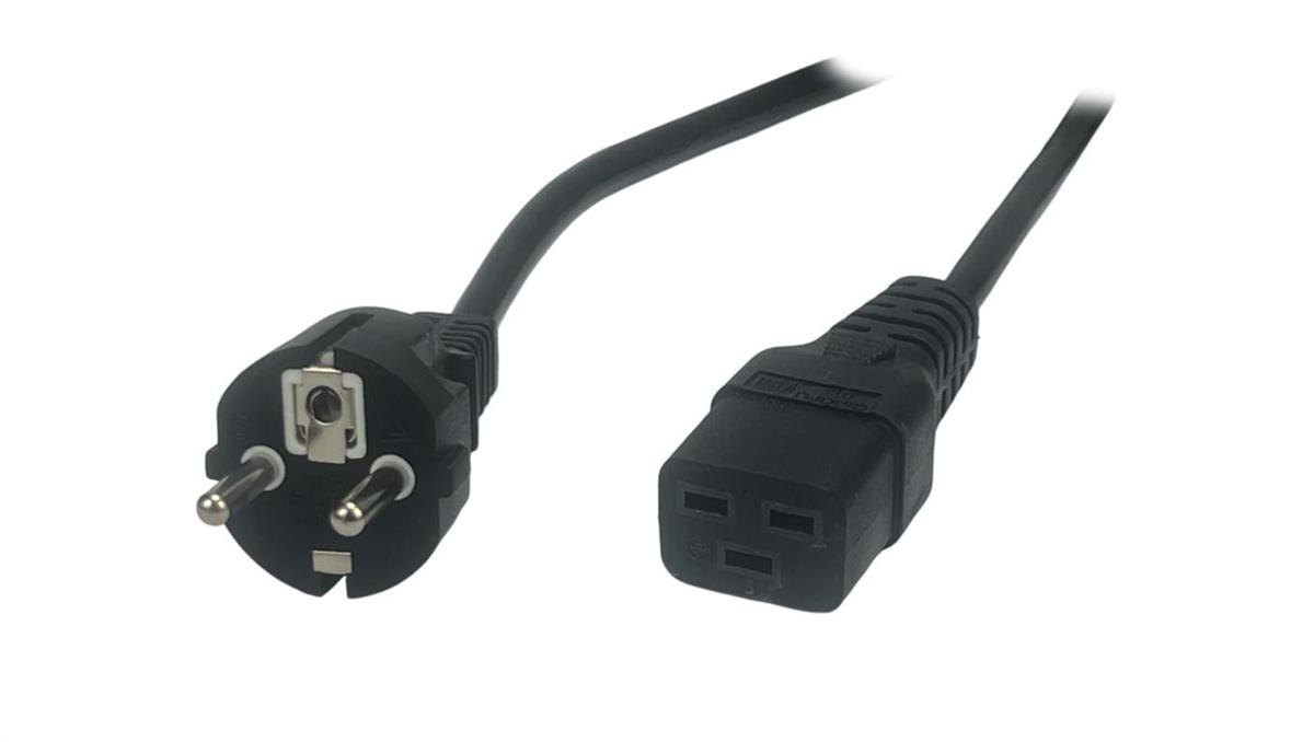 Przewód zasilający CEE7 IEC C19 - POSAC-C19-EUL15 czarny 1,5