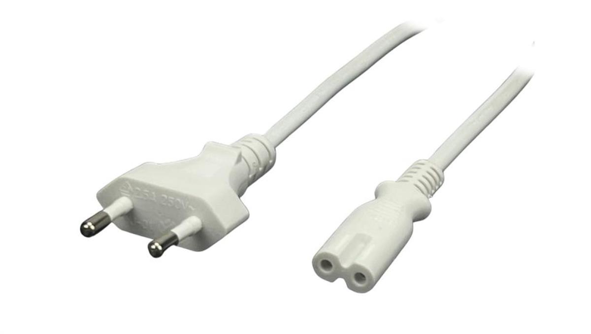 Przewód zasilający CEE7 IEC C7 radiowy - POSAC-C7EU18WH biały 1,8m