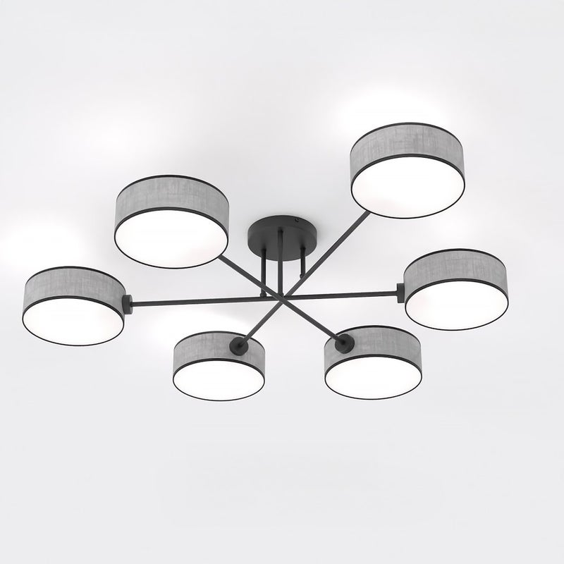 Lampa wisząca MAGA czarno-szara 6xE14x15W tkanina wym:22x105x86cm IP20 Emibig