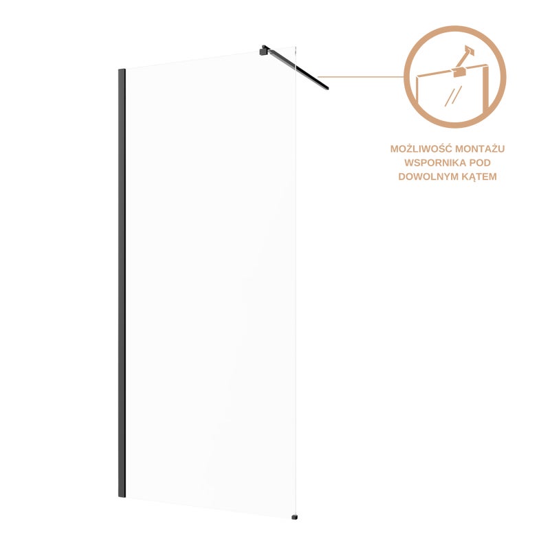 Kabina Prysznicowa Walk In Kabina Walk-In Ścianka 200x110 cm INVENA Czarna