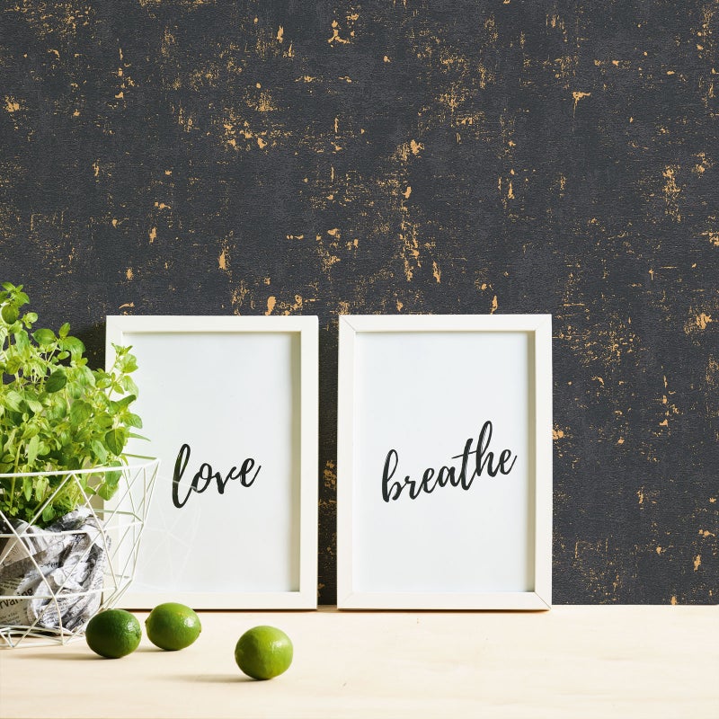 Tapeta zabytkowe kwiaty czarnymIzłotym - 53 cm x 10.05 m - LIVINGWALLS