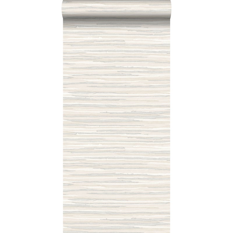Tapeta tkany motyw beżowym - 53 cm x 10.05 m - ESTAHOME