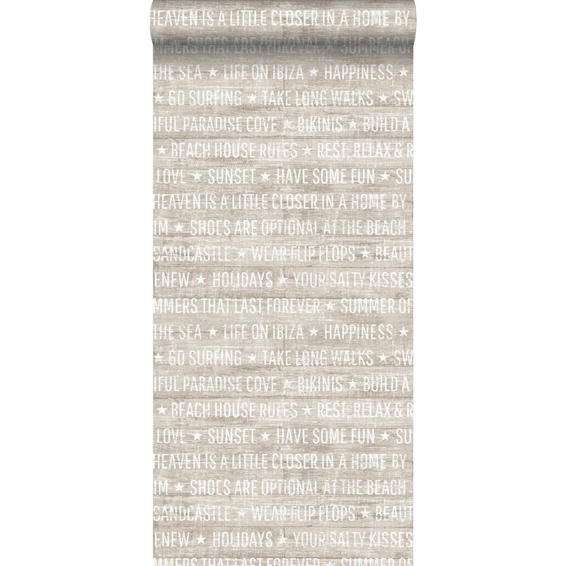Tapeta letnie cytaty ciemny beż - 53 cm x 10.05 m - ESTAHOME