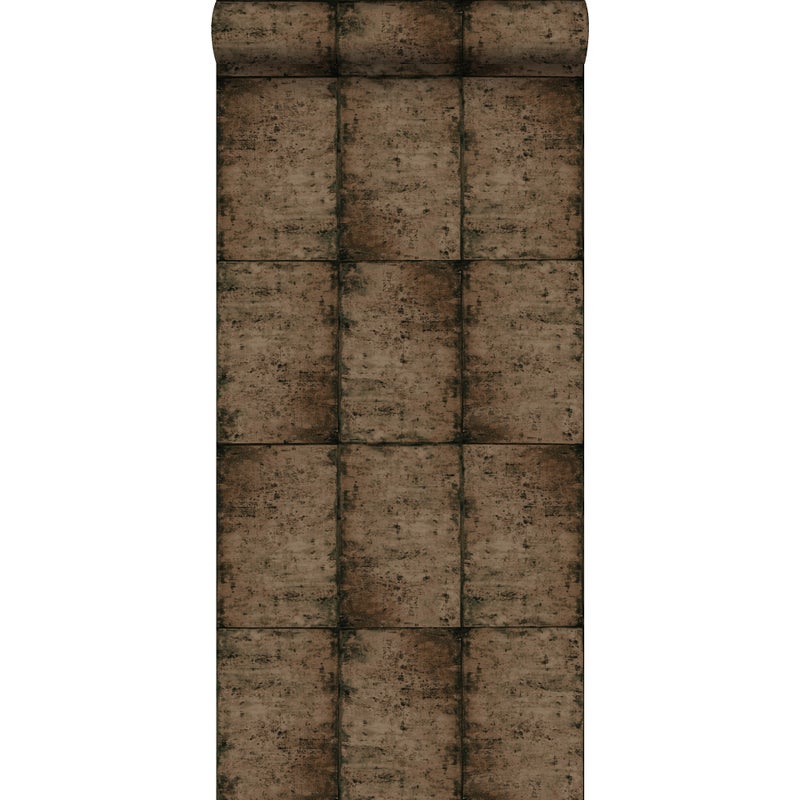 Tapeta blachy cynkowe szaro brązowym - 53 cm x 10.05 m - ESTAHOME