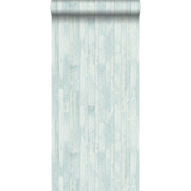 Tapeta stare deski ze złomu szaro-turkusowym - 53 cm x 10.05 m - ESTAHOME