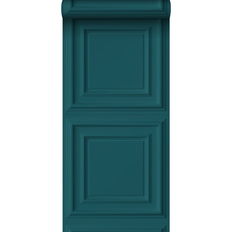 Tapeta flizelinowa z ekoteksturą panele ścienne petrol blue - 53 cm x 10.05 m - ORIGIN