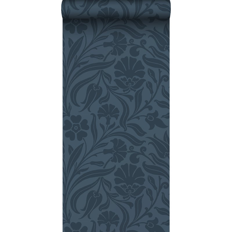 Tapeta kwiaty ciemnoniebieskim - 53 cm x 10.05 m - ESTAHOME