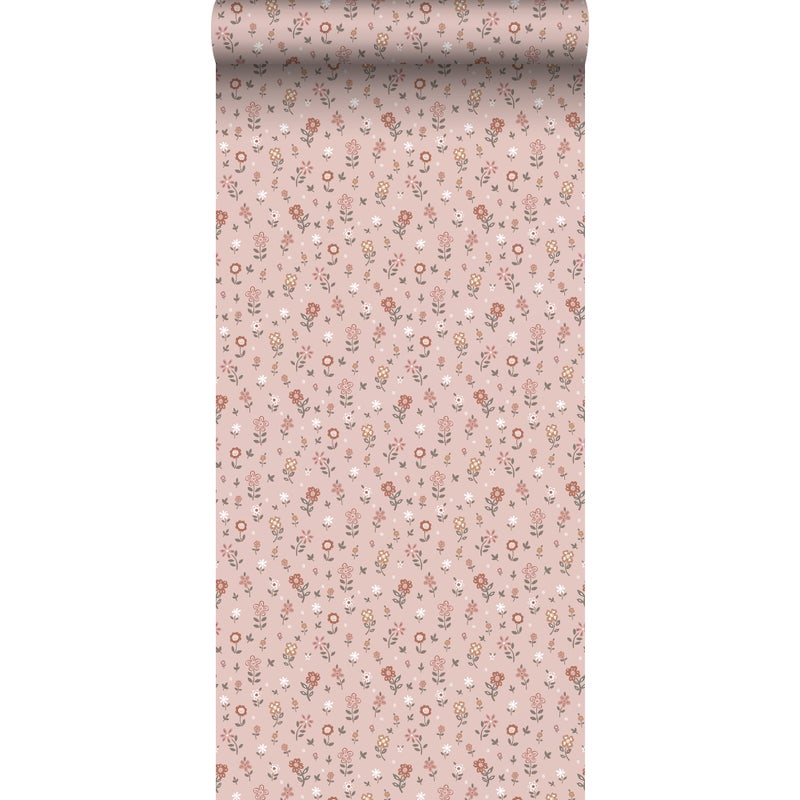 Tapeta kwiaty delikatnego różu - 53 cm x 10.05 m - ESTAHOME